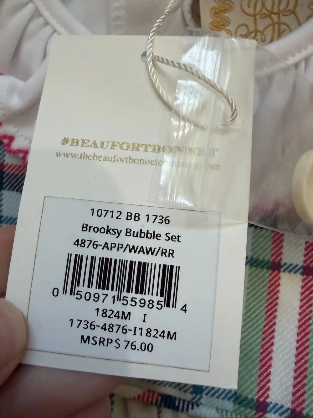 NWT TBBC Classic Plaid Brooksy Bubble Romper & Ruffle Shirt Set Girls 18-24M